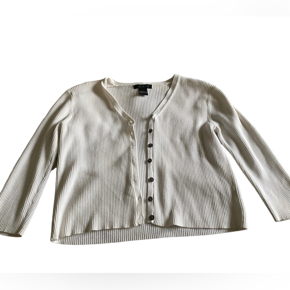 Mid sleeves white button up cardigan